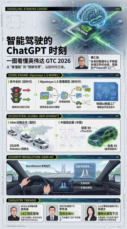  GTC 2026技术盛宴落幕；英伟达推动物理AI落地，中国车企加速融入生态。 汽车科技