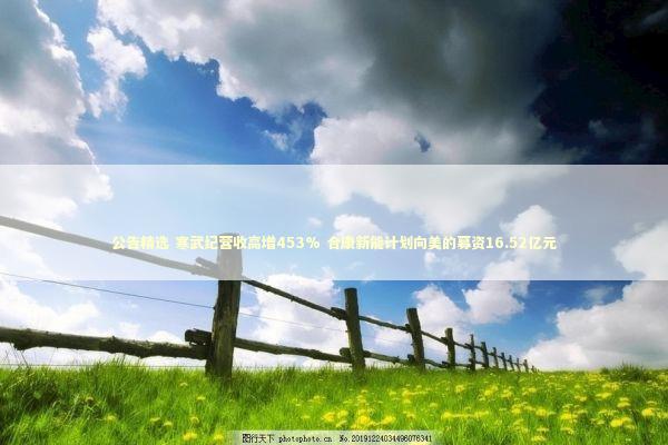 公告精选 寒武纪营收高增453% 合康新能计划向美的募资16.52亿元 新闻