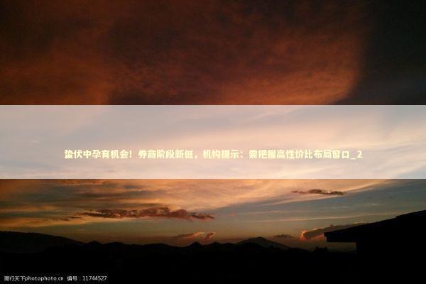 蛰伏中孕育机会！券商阶段新低，机构提示：需把握高性价比布局窗口_2