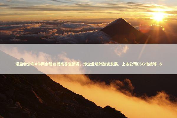 证监会公布4件两会建议提案答复情况,涉企业境外融资发展、上市公司ESG信披等_6 证监会公布4件两会建议提案答复情况,涉企业境外融资发展、上市公司ESG信披等_6 新闻